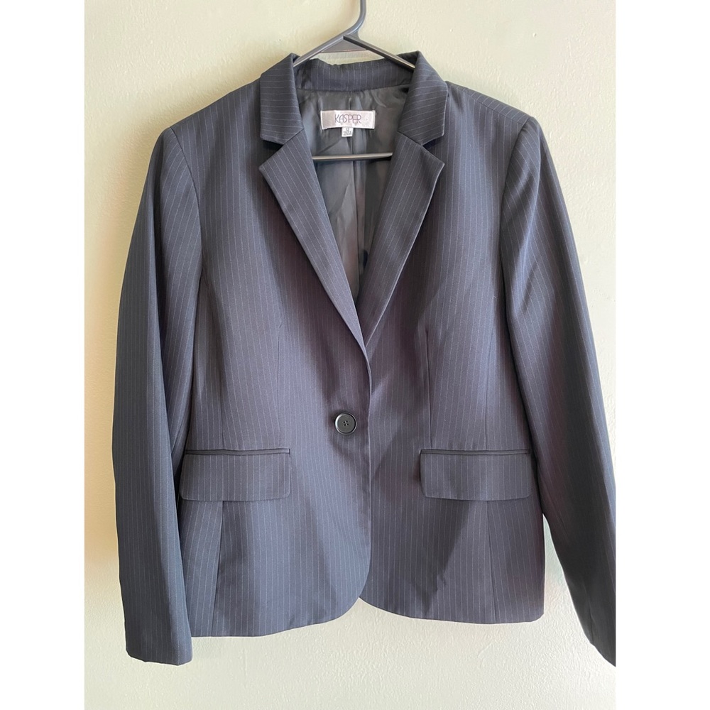 Women’s navy pinstripe blazer by Kasper, size 12